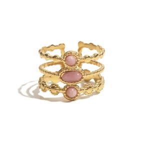 Anillo ajustable con piedras rosas