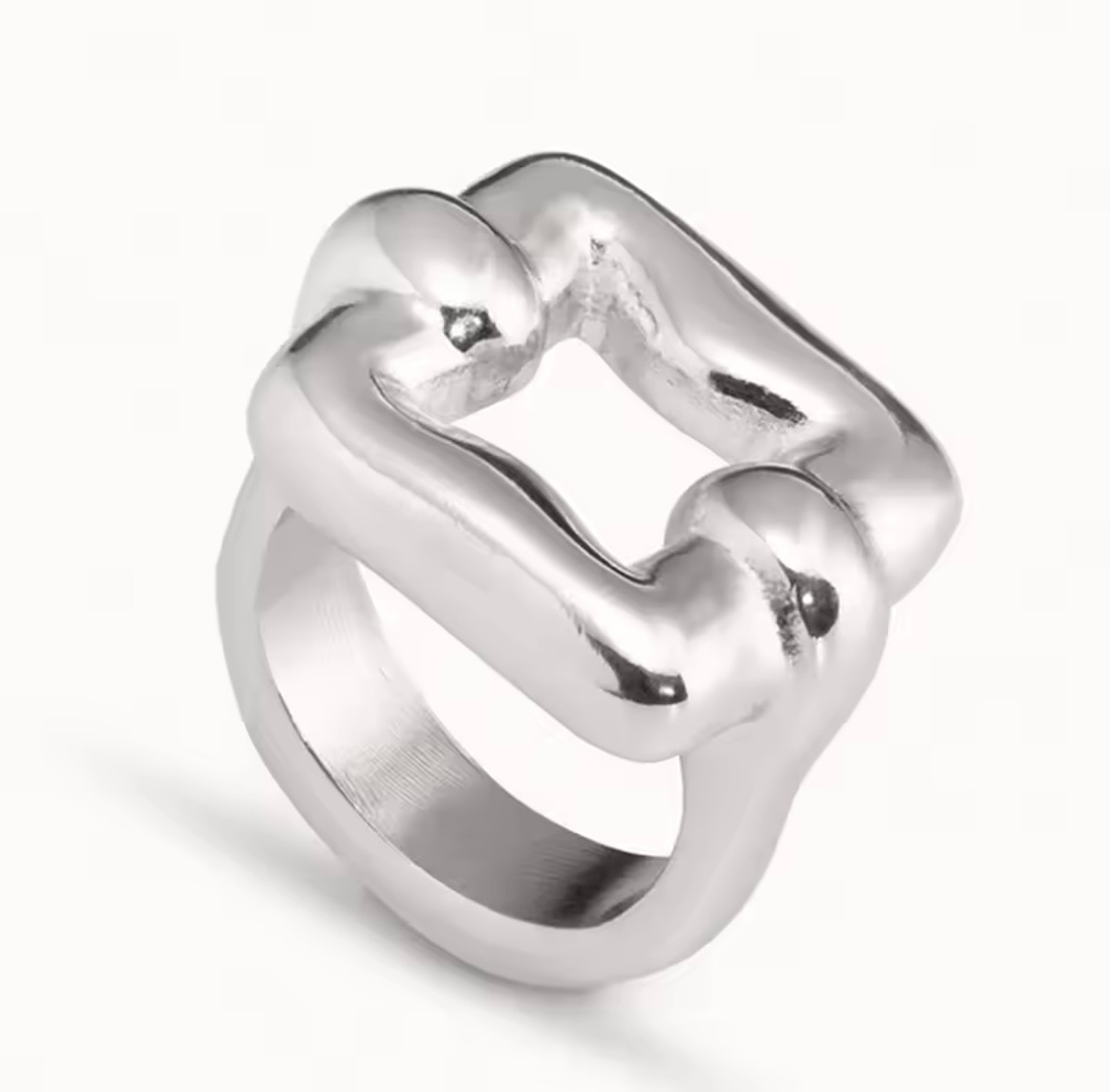 Anillo Plateado de Diseños Geométricos - Image 4