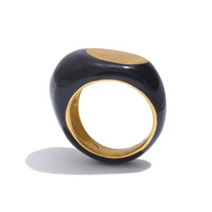 Anillo geométrico de esmalte negro