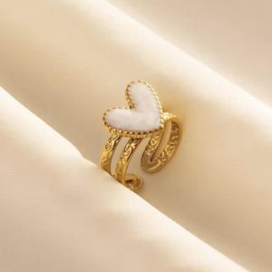 Anillo ajustable corazón blanco