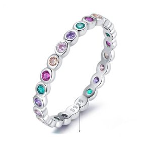 Anillo Eternity de Plata 925 con Gemas Multicolor
