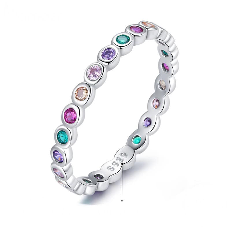 Anillo Eternity de Plata 925 con Gemas Multicolor