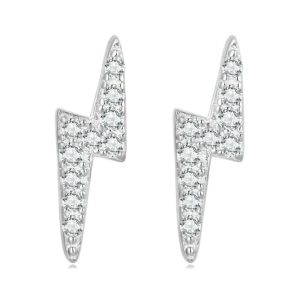 Aretes Rayo de Plata con Zirconias