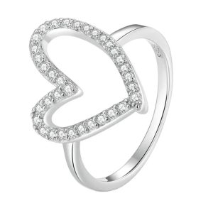 Anillo Corazón y Estrella Brillante de Plata 925