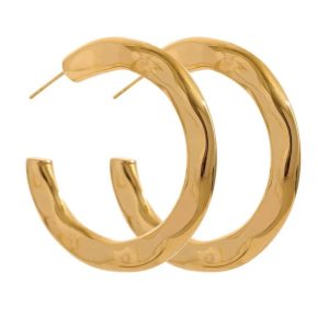 Aretes Aros Ondulados en Baño de Oro