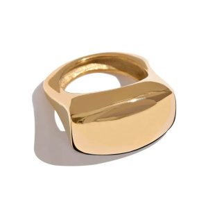Anillo Sello Dorado Minimalista