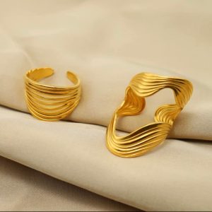 Set de Anillos "Onda Dorada"