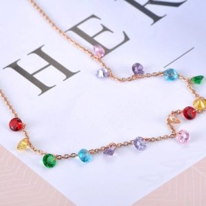 Collar Dije Multicolor con Cristales Colgantes