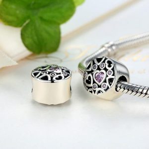 Charm Corazones y cristales rosa