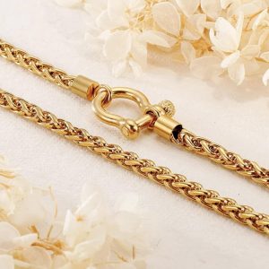 Cadena de Acero Inoxidable Dorado con Cierre Tipo Grillete Náutico