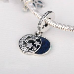 Charm Colgante Cielo Nocturno con Luna y Estrellas