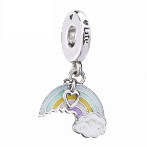 Charm Colgante Arcoiris y Nube Plata 925