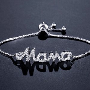 Pulsera Mamá con cristales blancos Ajustable