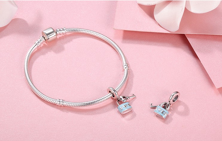 Charm Colgante Candado y Llave Plata 925