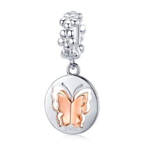 Charm Colgante Mariposa Doble tono Plata 925
