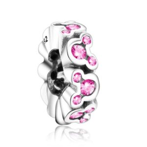 Charm Espaciador Mickey con cristales rosas