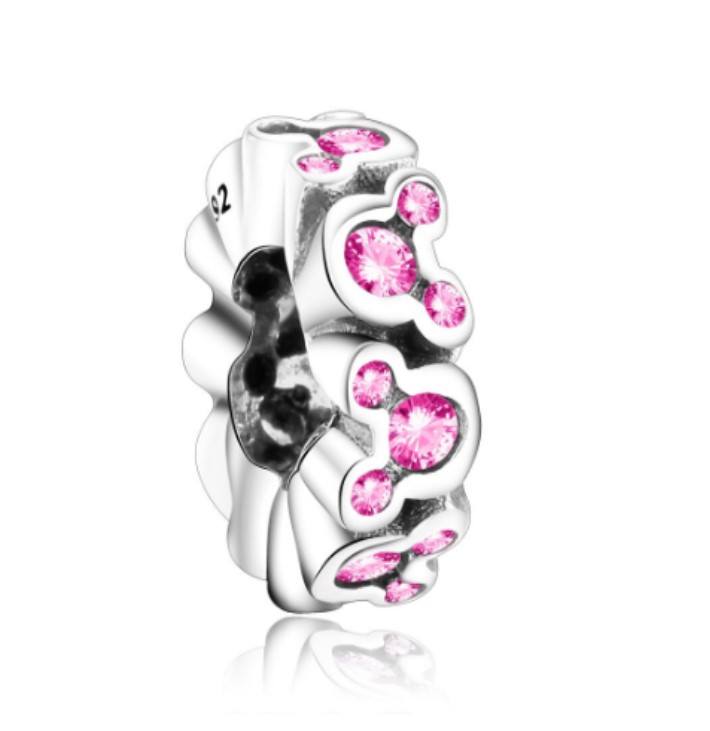 Charm Espaciador Mickey con cristales rosas