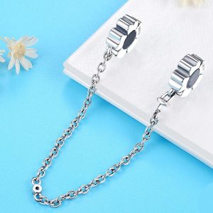 Cadena de Seguridad Flores Plata 925