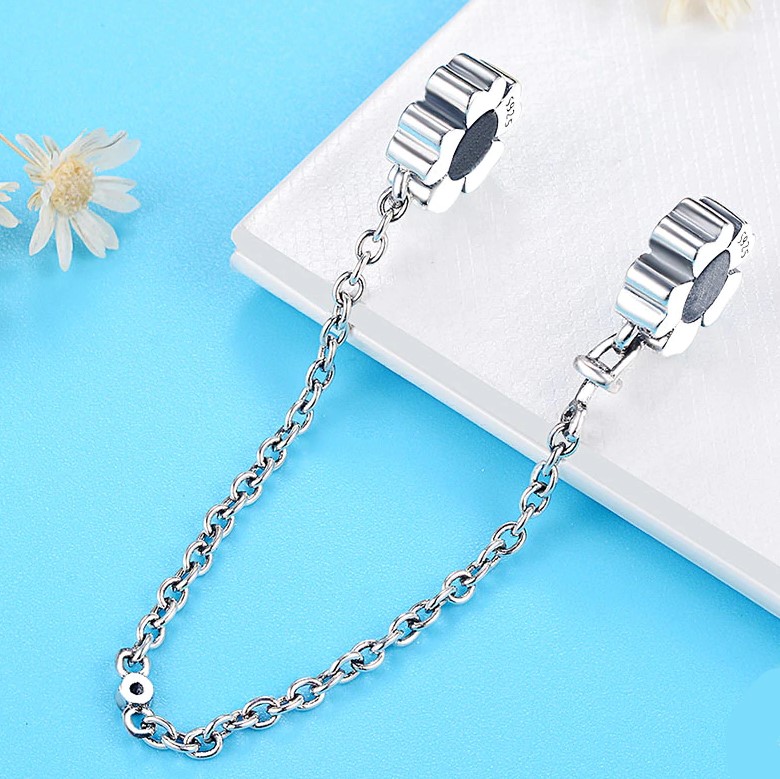 Cadena de Seguridad Flores Plata 925