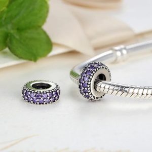 Charm Espaciador Brillos Lilas Plata 925