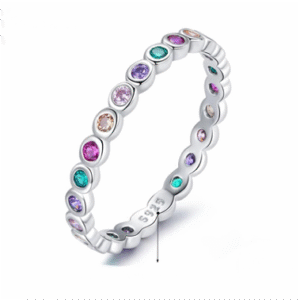 Anillo Eternity de Plata 925 con Gemas Multicolor