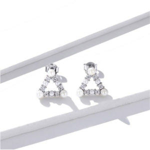 Aretes Triángulo de Perlas y Brillo
