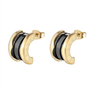 Aretes "Time Loop" – Aros Romanos con Núcleo Negro
