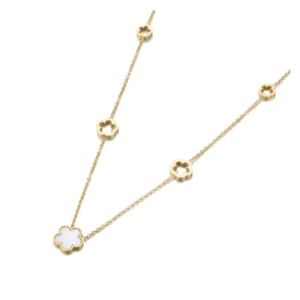 Collar Flor de Nácar Dorado – Estilo Delicado & Femenino